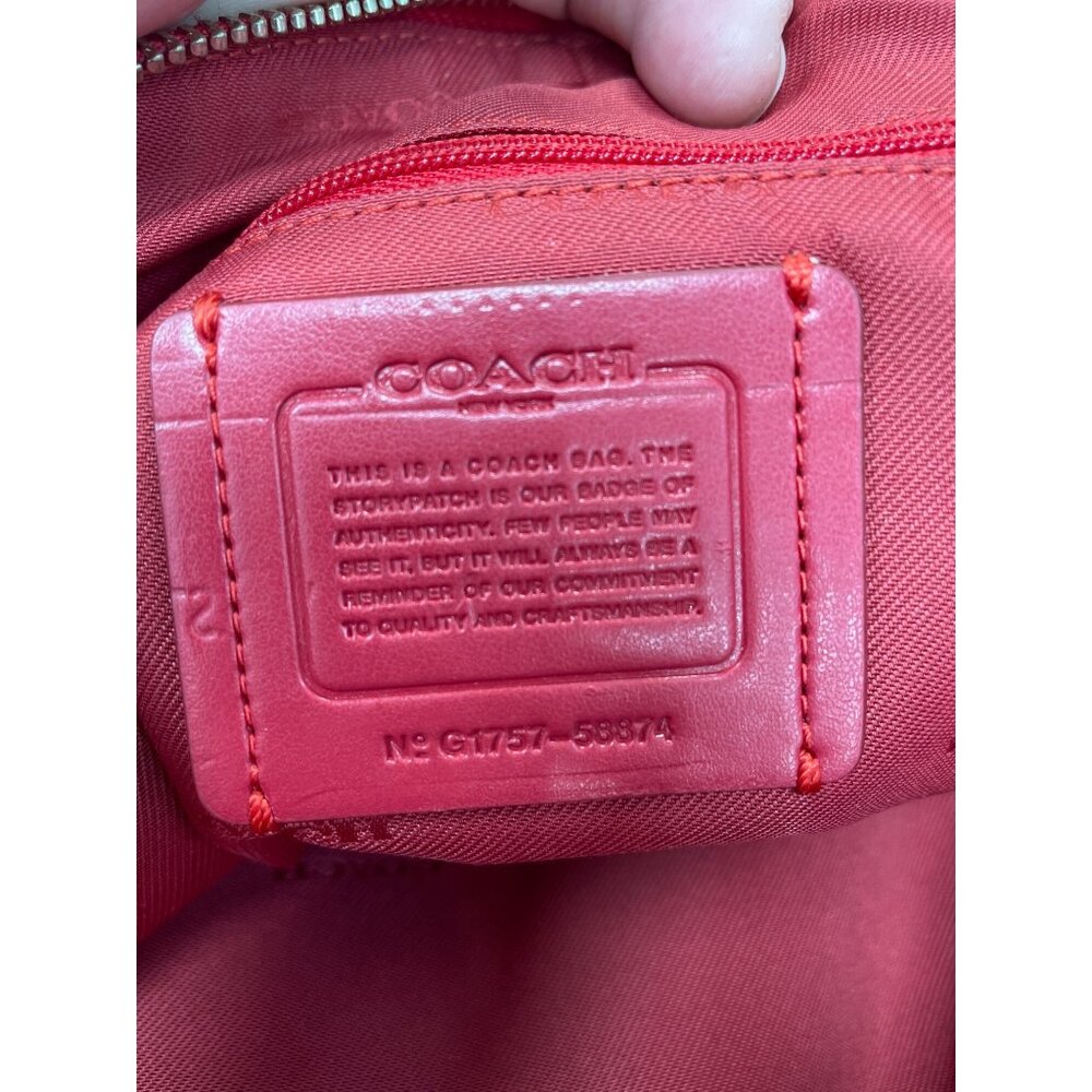 Coach Edie Womans Red Leather Pebbled Crossbody Handbag SKU 9496 - Picture 13 of 16